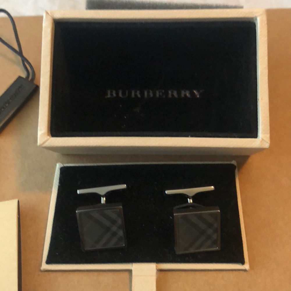 Burberry Classic Twill Check Square Cufflinks NEW!